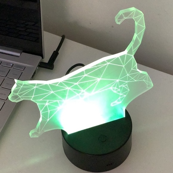 3D Cat Night Light Touch Switch 7 Color Change LED Table Desk Lamp New in Box - Picture 2 of 5